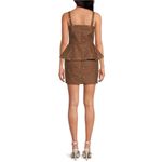 Fanm Mon Helaina Floral Bow Front Sweetheart Neck‎ Sheath Peplum Mini Dress Brown Size XL Photo 1