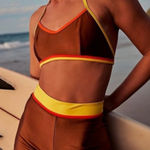 Free People  x Atmosea Sunset Surf Halter Bikini Swim Top Size L Photo 0