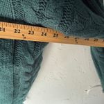 Entro Womens M Green Cable Knit V Neck Distressed Fringe Sweater Boho Western Photo 4