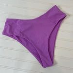 Cupshe Black Pom Pom Trim Swim Top & Purple High Cut Bikini Bottom Bundle Sz M Photo 5