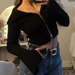 ZARA Ribbed Black Off Shoulder Sweater Photo 3