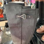 G by Guess  Black Ridding Boots Wide Calf Harvest Tall Buckle Stacked Heel Rocker Photo 3