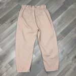 ZARA  High Rise Barrel Leg Paper Bag Crop Jeans Baggy Beige Peach 12 Photo 5