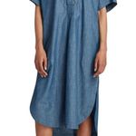 G Star Raw Baseball Scoop Hem Dress Womens XS Dark Blue Denim Chambray Relaxed Photo 0
