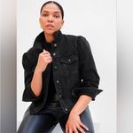 Gap Black Denim Puff Sleeve Jean Jacket Size Small NEW Photo 1
