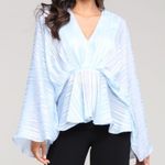 The Vintage Shop NWT Pleated Top Womens S Blue Flowy Bell Sleeve Soft Girl Photo 0