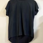 Ecru  Black Silk Jersey Knit Tee T-Shirt Mix Media Short Sleeve Size Small Photo 2