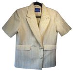 Crās Sadie Suit Jacket Shoulder Pads Short Sleeve Yellow and White Pearl Buttons Size 4 Photo 0