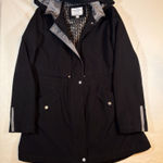 Nautica  Womens Coat Black Large Front Zip Hooded Lined Wind Water Resistant Photo 0