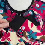 Vintage Floral Print Retro Pullover Top 3/4 Sleeve Keyhole Neck Size Medium Multiple Photo 6
