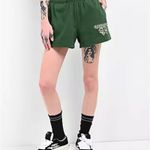 Empyre Green Rose Athletic Shorts Large Embroidered Sweat Shorts Photo 1