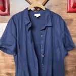 JJill full button linen shirt dress Blue Size L Photo 2
