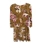 Sweet Claire  Mustard Yellow Floral Fleece Style Long Sleeve Dress Size Medium Photo 3
