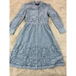 Lucky Brand NWT  midi chambray embroidered eyelet Dress Sz 0‎ Cottagecore Western Photo 10