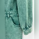 &merci &merci En Merci Acid Wash Denim Mini Dress Jean Balloon Sleeve Green Blue Small Photo 12