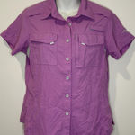Habit  River Guide Short Sleeve Button Up Shirt UPF 30+ Purple Size M Medium EUC! Photo 0