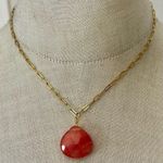 Faceted Dyed Quartz Pendant Necklace on Gold Photo 1