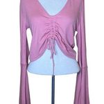 Jack by BB Dakota Shirt Pink Leia Waffle Crop Top New L Photo 0