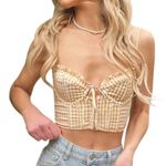 Urban Outfitters  women’s yellow and white gingham bustier crop top size large Photo 0
