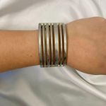 Chunky Wide Silver Toned Metal Hinged Cuff Bracelet Photo 1