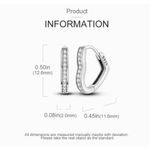 Boutique NEW White Gold-Plated S925 Simulated Diamond Heart Hoop Earrings, 14mm Photo 10