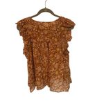 Sundry Women's Brown Floral Flutter Sleeve Blouse Top Size 2 Casual Photo 1