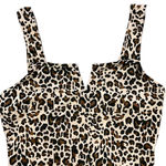 Boutique New Leopard Print V-Neck Bodysuit Womens Small CutOut Bustier Edgy Boho Tank Top Photo 2