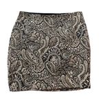 Guess Y2K Mini Skirt Black Bodycon Paisley 8 Medium Zip Side Rhinestone Photo 0