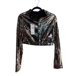 Akira  Sequin Heart Crop Jacket Sparkle Glam Night Out XL Photo 1