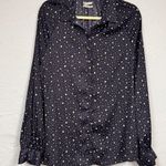 Urban Outfitters Blue Satin Star Print Button Down Shirt Womens M Galaxy Preppy Photo 0