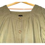 Talbots  Linen Boxy Top Women XL Button Up Tie Front Puff Sleeves Coastal Granola Photo 1