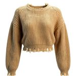 Tic Toc  Size Small Tan Cropped Fray Hem Sweater Women’s. Preloved Photo 2