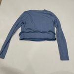 Brandy Melville  Blue Floral Wrap Long Sleeve Crop Top One Size Y2K Aesthetic Photo 1