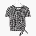 Madewell Size XS J.Crew Short Sleeve True Wrap Blouse Top Gingham Check Photo 1