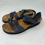 NAOT Kayla wedge sandals size 38 US 7 blue leather comfort Photo 2