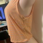 Athleta  striped orange & white cropped sleeveless shirt top woman size MEDIUM Photo 3