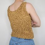 Vintage 90s Gold Brown Bubble Popcorn Shirt Size M Photo 2