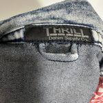 Denim Distressed Vest with Bandana Red Accent Size Small Blue Photo 1