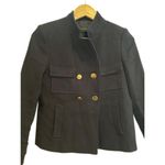 ZARA Navy Blue Double Breasted Blazer Jacket Pea Coat Gold Trim Work Size XS Photo 1