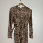 Mac Duggal  Long Sleeve Column Gown hand beaded dress in mocha size 6 style 5240 Photo 6