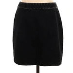 ZARA Women’s Faux Suede Black w/ Brown Stitch Mini Skirt Size S Small Photo 2