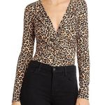 Bardot Women’s Long Sleeve Twist-Front Leopard Print Bodysuit Size Medium Photo 0