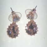 Elegant Rose Gold Tone Pink Teardrop Crystal Earrings Photo 0