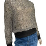 Valentino Vtg 10 Black Tan Printed Ribbed Sweater Knit Waist Wrist Blouse Top Photo 0