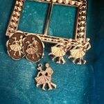 Unique Vintage Vintage Square Dance 1950’s Jewelry, Western, Silver, Black, Clip On Earrings & Pendant Photo 1