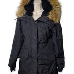SAM. S13 women puffer jacket in black with faux fur hood trim size S Photo 0