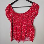 No Boundaries  Blouse Juniors Twist Front Smocked Top Brilliant Red Bandana Print Photo 5