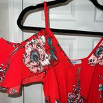 Bailey blue Open Shoulder Red Floral Jumpsuit Photo 2