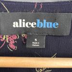 Alice Blue  Blouse Navy Ruffle Sheer Fabric Floral Feminine Small‎ Photo 3