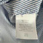 Talbots  Button Down Top Womens 8 Blue Striped Cotton Ruffle V-Neck Coastal Work Photo 5